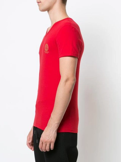 Shop Versace V-neck Medusa Logo T-shirt In Red