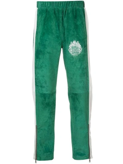 Shop Alchemist Leather Track Pants - Green