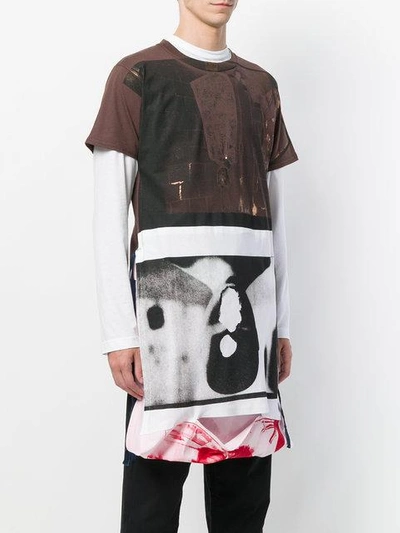 Shop Raf Simons Printed Oversized T-shirt In Brown
