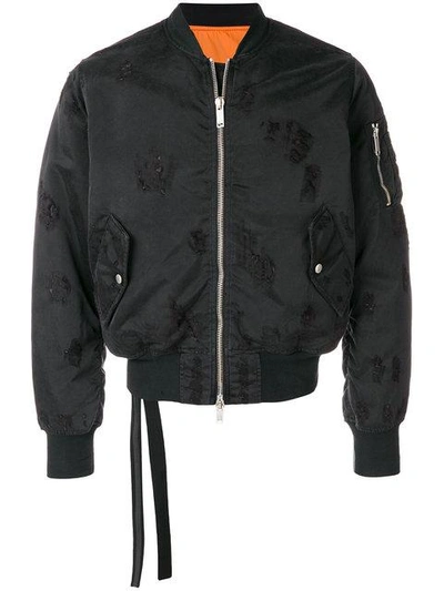 Shop Ben Taverniti Unravel Project Distressed Basic Bomber Jacket In Black