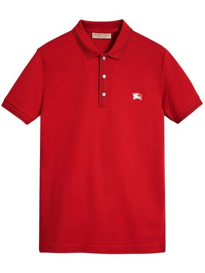 Shop Burberry Cotton Piqué Polo Shirt - Red