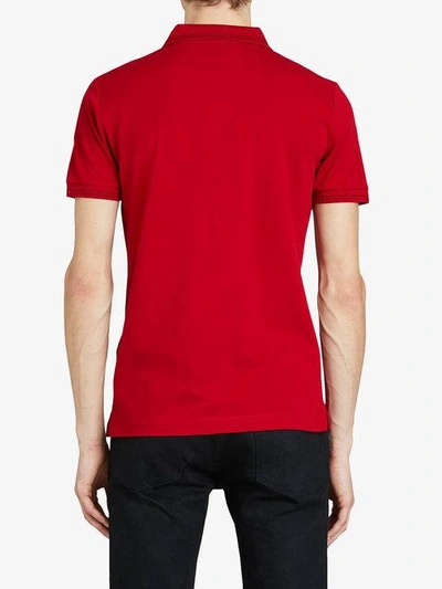 Shop Burberry Cotton Piqué Polo Shirt - Red