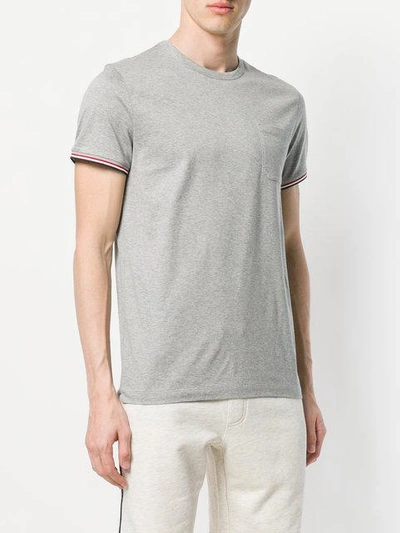 Shop Moncler Tri-colour Striped Trim T-shirt - Grey