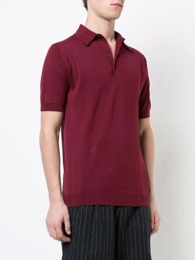 Shop John Smedley Knitted Polo Shirt