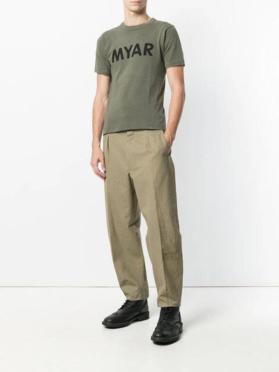 Shop Myar Tapered Stirrup Trousers - Green