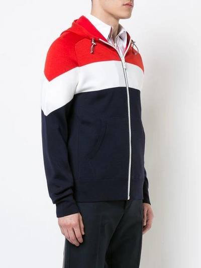 Shop Moncler Striped Zipped Jacket In Blue