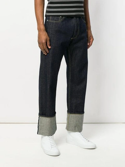 Shop Alexander Mcqueen Long Straight Leg Jeans In Blue