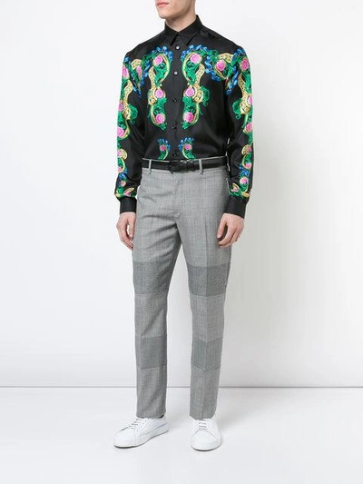 Versace Miami Signature Silk Button-down In Black