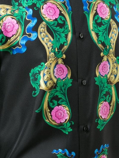 Versace Miami Signature Silk Button-down In Black