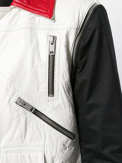 Shop Givenchy Colour Block Biker Jacket In White