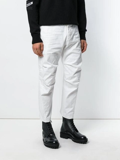 Shop Dsquared2 Crumpled Cropped Trousers - White