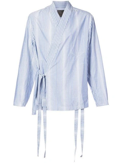 Shop Siki Im Striped Kimono Shirt Jacket - Blue