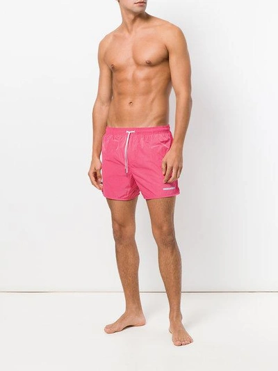 Shop Dsquared2 Drawstring Fitted Swim Shorts - Pink