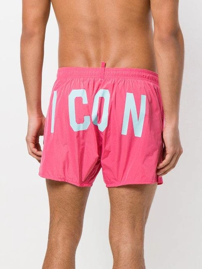 Shop Dsquared2 Drawstring Fitted Swim Shorts - Pink