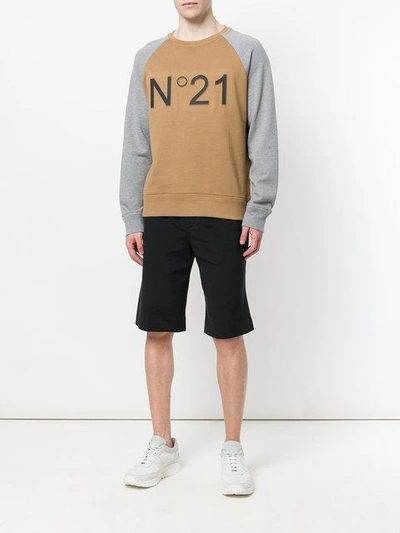 Shop N°21 Branded Raglan Sweatshirt In Brown