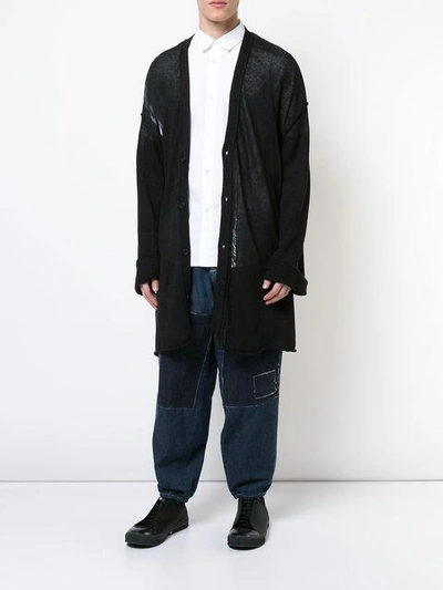 Shop Yohji Yamamoto Rib Pattern Cardigan In Black