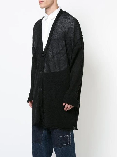 Shop Yohji Yamamoto Rib Pattern Cardigan In Black