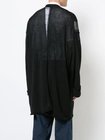 Shop Yohji Yamamoto Rib Pattern Cardigan In Black