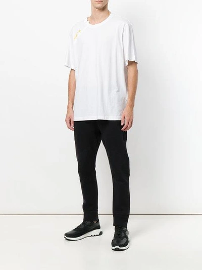 Shop Helmut Lang Logo Asymmetric T-shirt In White