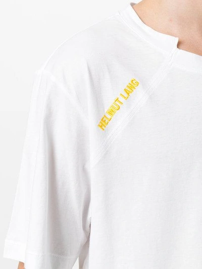 Shop Helmut Lang Logo Asymmetric T-shirt In White