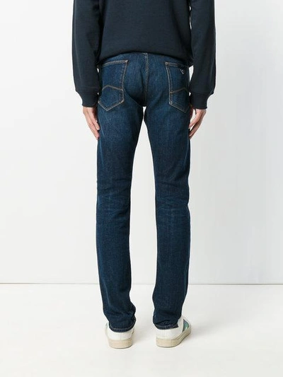 Shop Armani Jeans Stonewashed Slim-fit Jeans - Blue