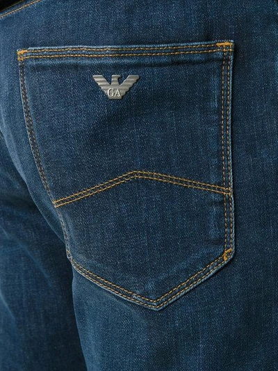 Shop Armani Jeans Stonewashed Slim-fit Jeans - Blue