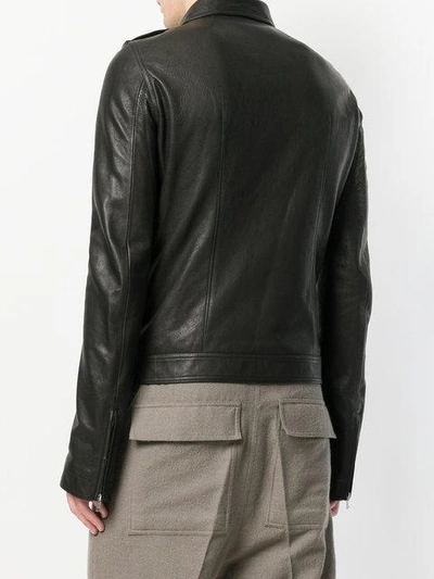 Shop Rick Owens Pebbled Biker Jacket In Black