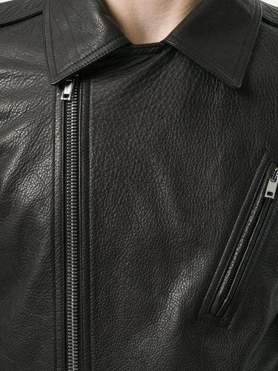 Shop Rick Owens Pebbled Biker Jacket In Black