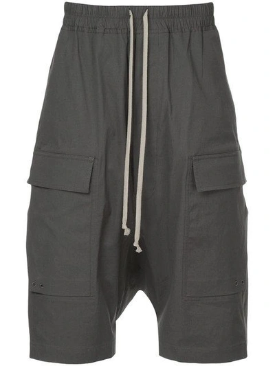 Shop Rick Owens Drop Crotch Cargo Shorts In Grey