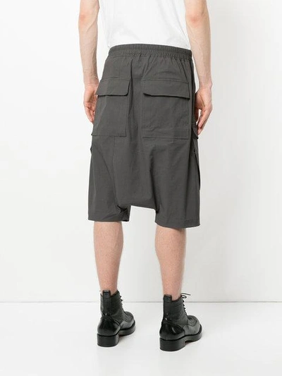Shop Rick Owens Drop Crotch Cargo Shorts In Grey