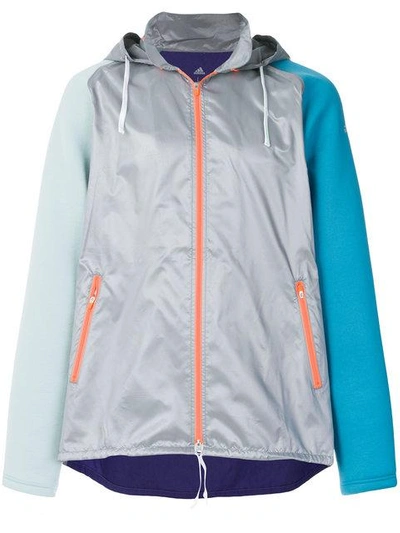 Shop Adidas By Kolor Colour Block Hooded Windbreaker Jacket - Grey