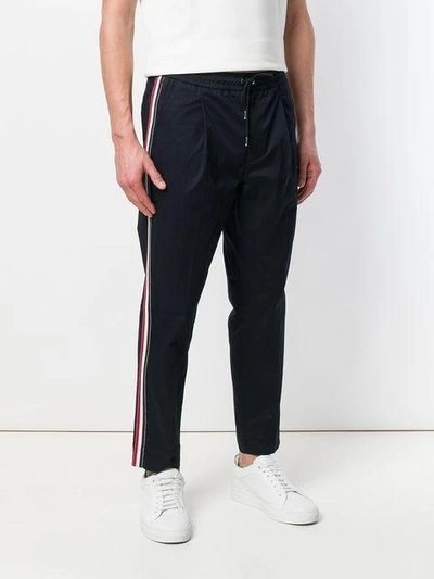 Shop Moncler Single Pleat Track Pants - Blue