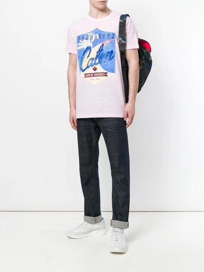 Shop Dsquared2 Surfing Bros Print T-shirt In Pink & Purple