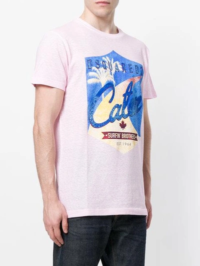 Shop Dsquared2 Surfing Bros Print T-shirt In Pink & Purple