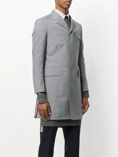 Shop Thom Browne High Armhole Chesterfield With Red, White And Blue Selvedge Placement In School Uniform  In Grey