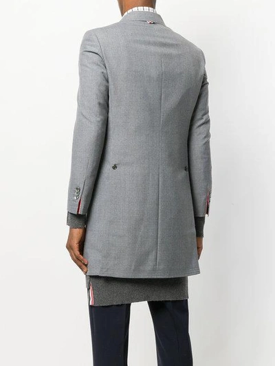 Shop Thom Browne High Armhole Chesterfield With Red, White And Blue Selvedge Placement In School Uniform  In Grey