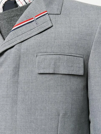 Shop Thom Browne High Armhole Chesterfield With Red, White And Blue Selvedge Placement In School Uniform  In Grey