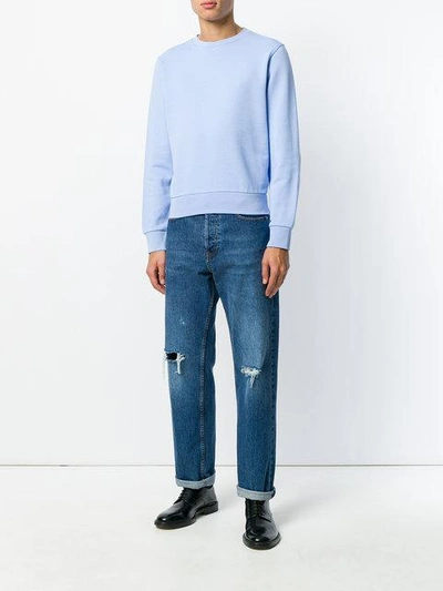 Shop Maison Margiela Crew Neck Sweatshirt - Purple