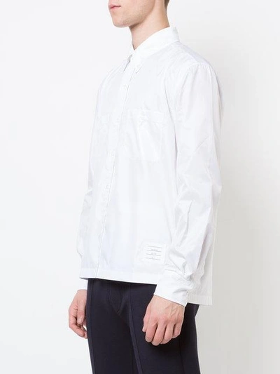 Shop Thom Browne Long Sleeve Button Down Point Collar With Mesh Lining In Ripstop - White