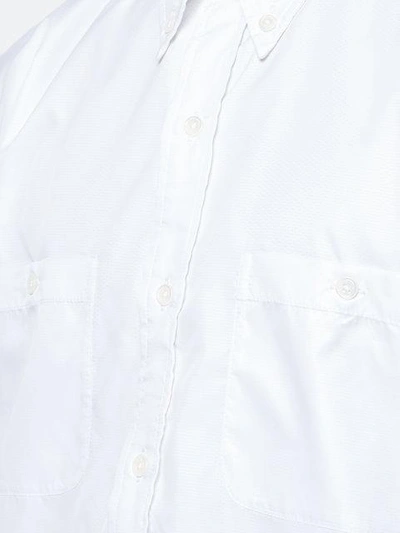Thom Browne Long Sleeve Button Down Point Collar With Mesh Lining In Ripstop - White In White