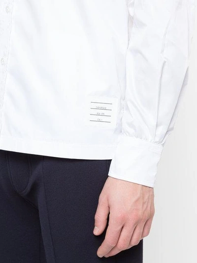 Thom Browne Long Sleeve Button Down Point Collar With Mesh Lining In Ripstop - White In White
