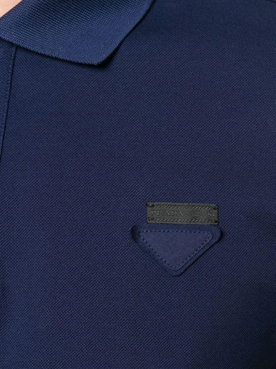 Shop Prada Logo Patch Polo Shirt In Blue