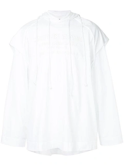 Shop Juunj Hooded Layered-sleeve Jumper In White