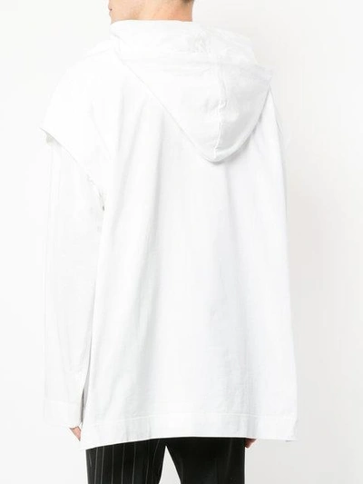 Shop Juunj Hooded Layered-sleeve Jumper In White