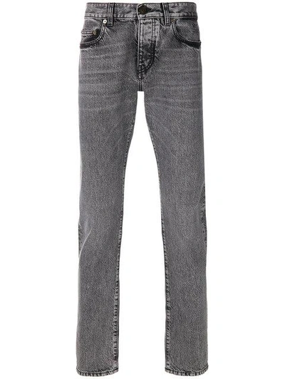 Shop Saint Laurent Classic Fitted Jeans In Grey