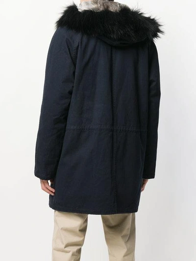 Shop Yves Salomon Fur Hooded Parka Coat - Blue
