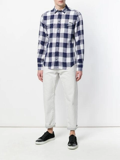 checked snap fastened shirt