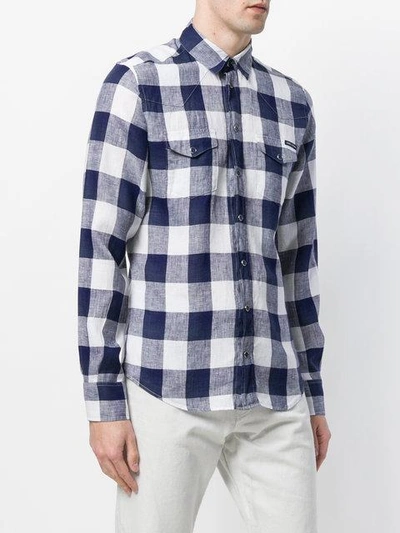 Shop Dolce & Gabbana Checked Snap Fastened Shirt - Blue