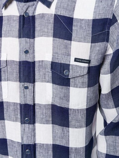 Shop Dolce & Gabbana Checked Snap Fastened Shirt - Blue