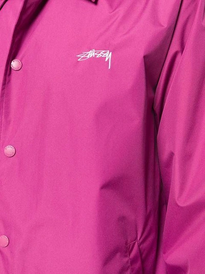 Shop Stussy Button Shirt Jacket In Pink
